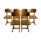 Suite of 6 chairs foot compass 1960 beautiful blond patina