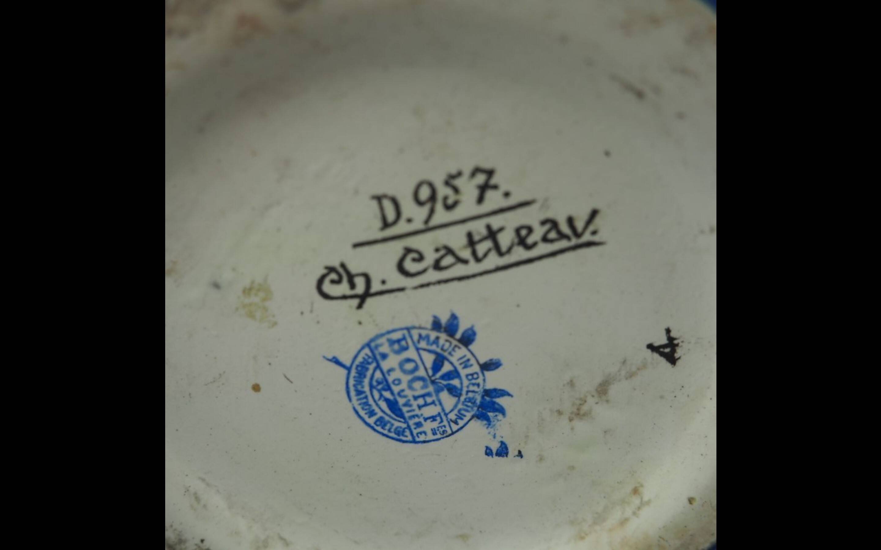 Charles Catteau vase, Kéramis Boch in tall ceramic Belgium Art Deco 1925