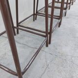 Series of 6 old workshop iron stools 1980