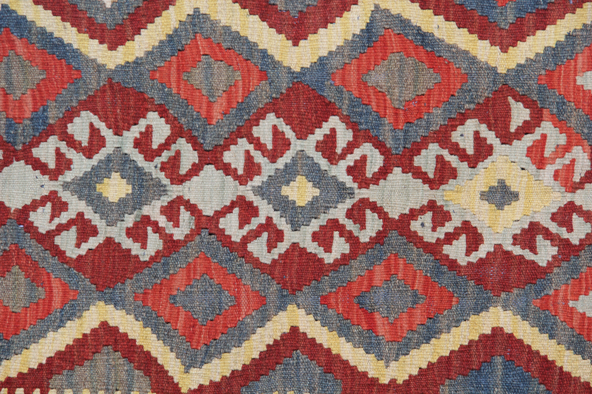 Handwoven Afghan Kilim, Traditional Wool Geometric Area Rug- 99x129cm