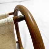 Vintage curved rattan magazine rack – 1960s