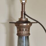 Corinthian column lamp base in green onyx and bronze