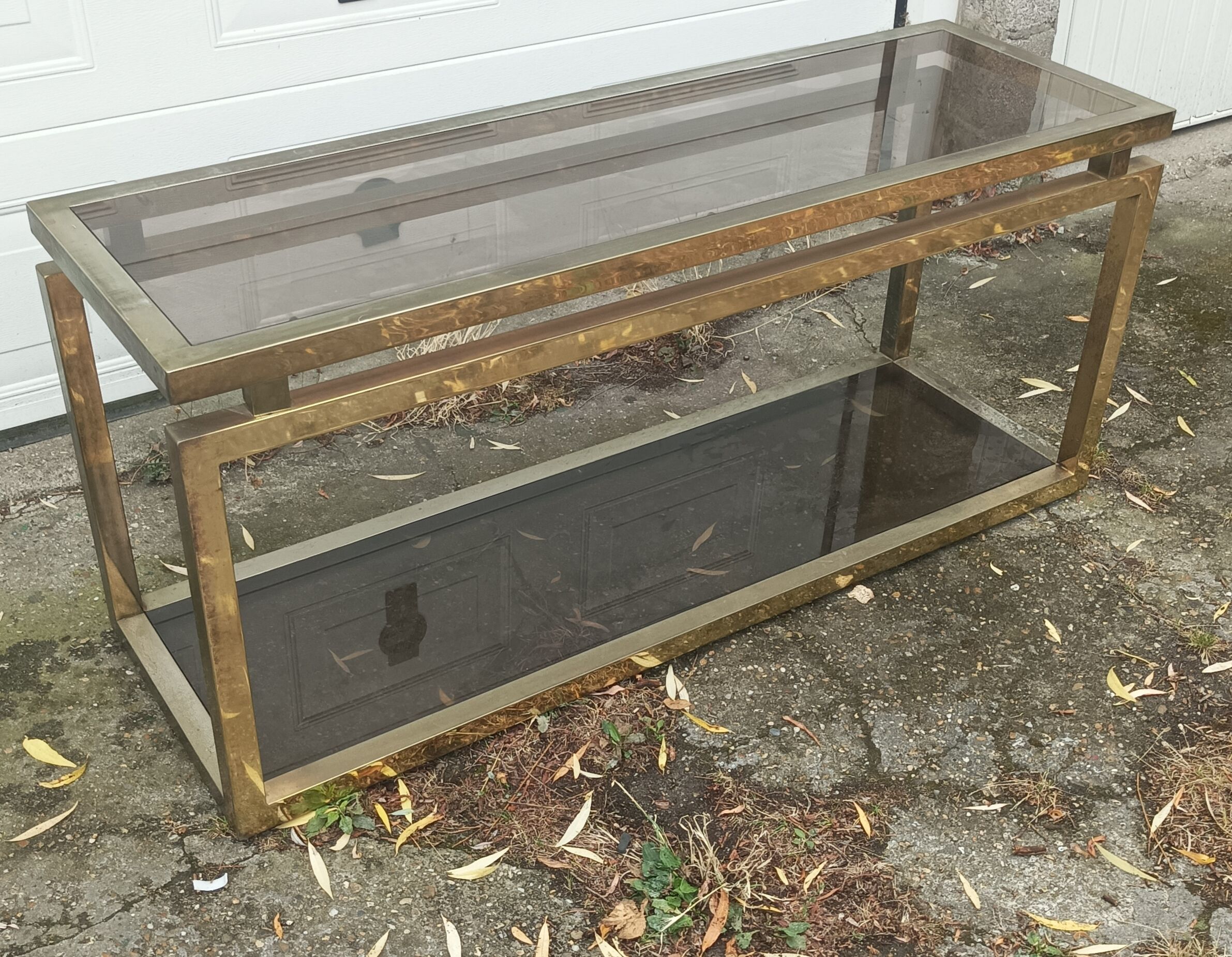 Old large vintage brass console table 1970