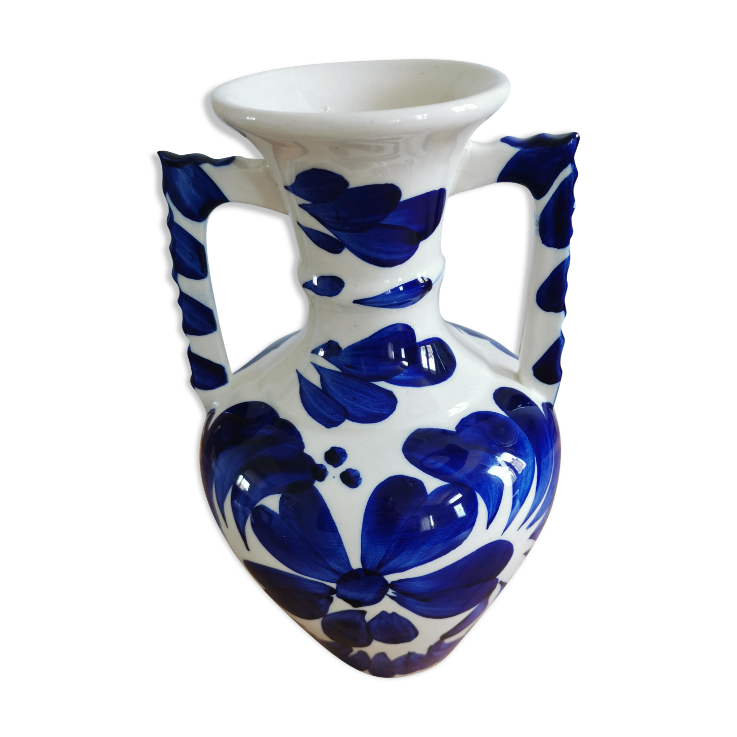 Baluster vase in painted ceramic decoration flowers