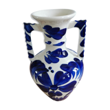 Baluster vase in painted ceramic decoration flowers