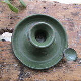 Cave rat bougeoir in green emailed tole