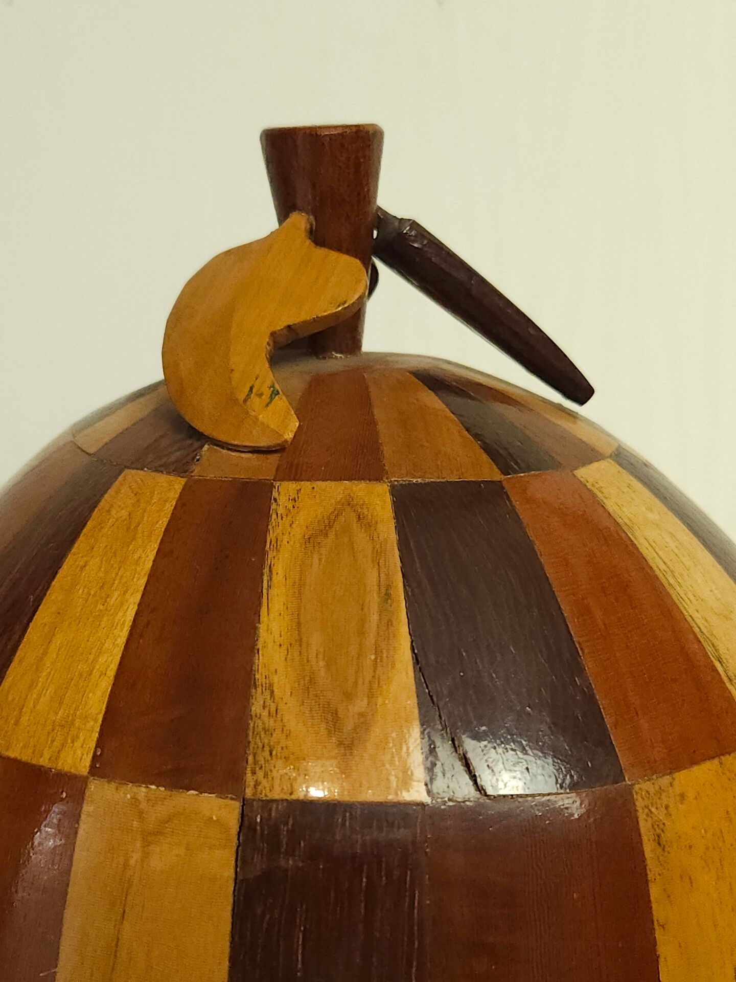 Seau à glaçons noix de coco marqueterie vintage