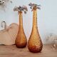Pair of Italian Empoli vases in amber bubbled glass