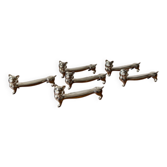 Set of 6 silver-plated cat knife rests