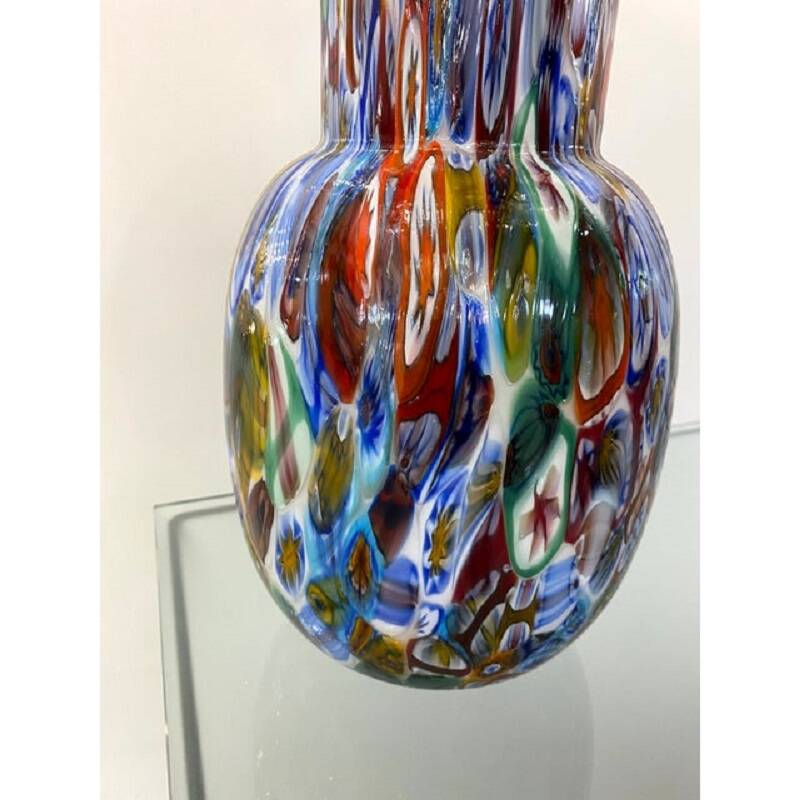 Contemporany vase murrine sphere in murano style glass with multicolored murrine like venini style b