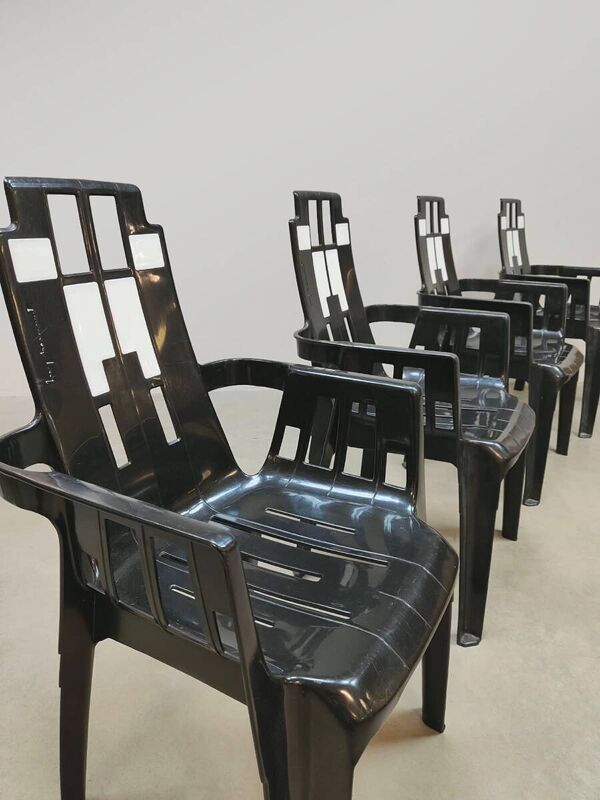 4 fauteuils de jardin vintage modèle Boston par Pierre Paulin édition Henry Massonnet