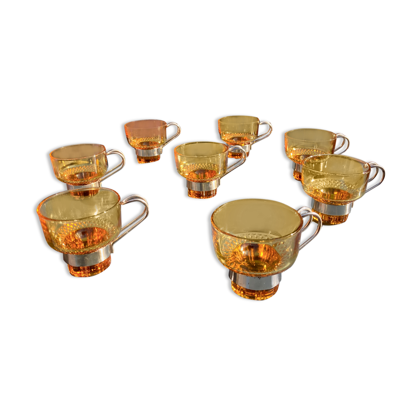 8 cups vintage steel and glass Italy