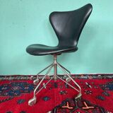 Vintage Arne Jacobsen 3117 Series One  Office Chair in Black Leather