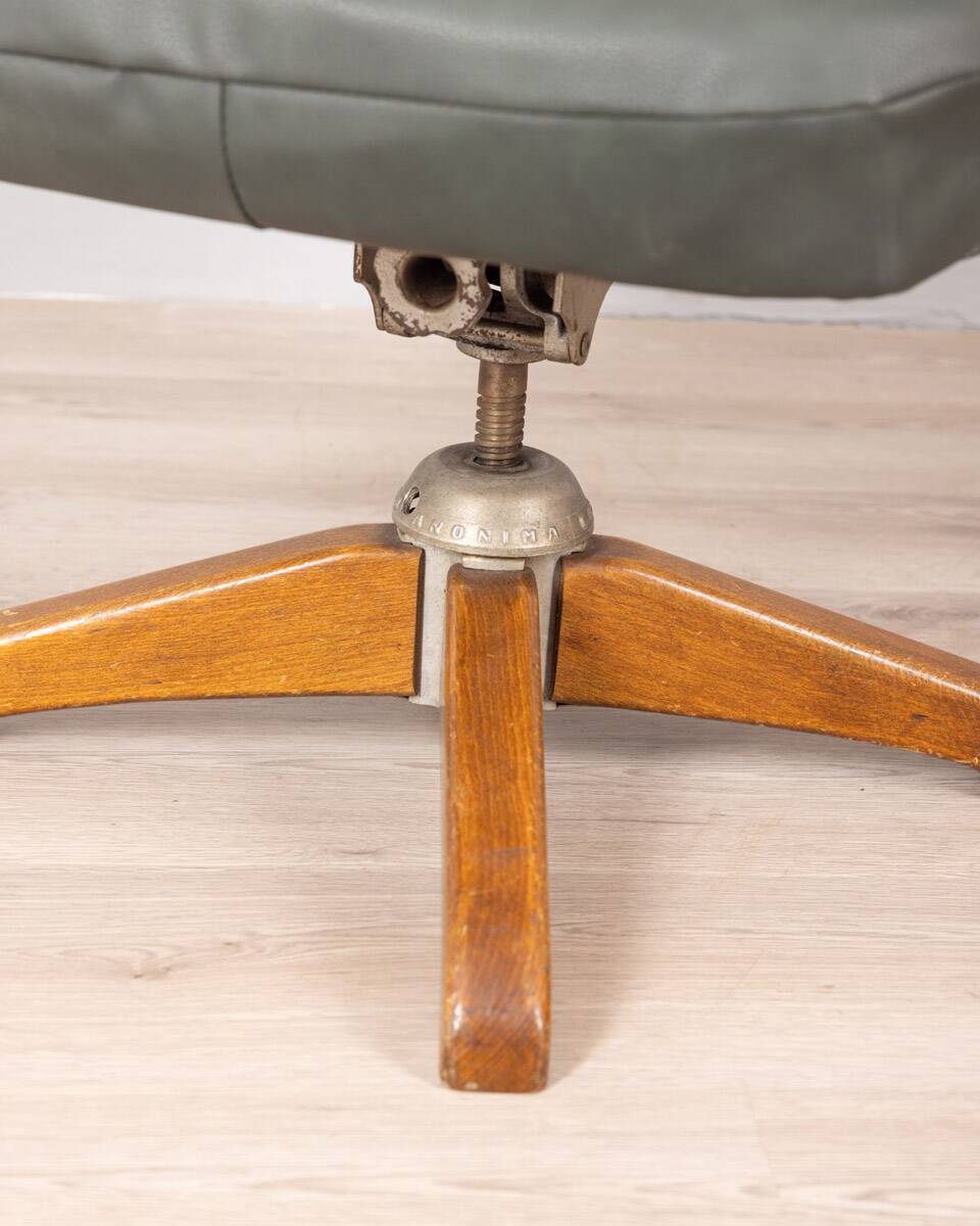 50s vintage swivel armchair in leather design anonima castelli