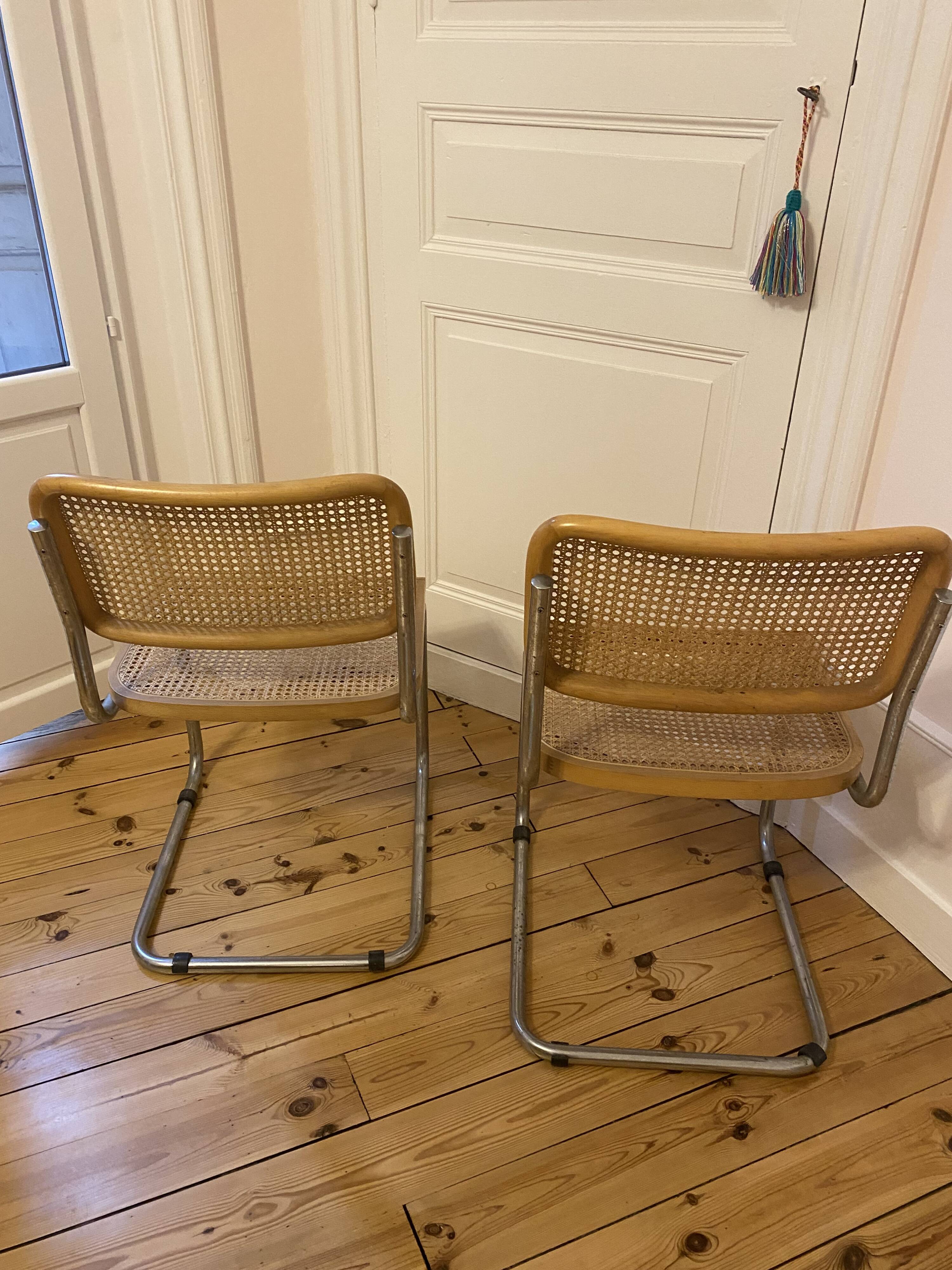Pair of Cesca b32 Marcel Breuer chairs