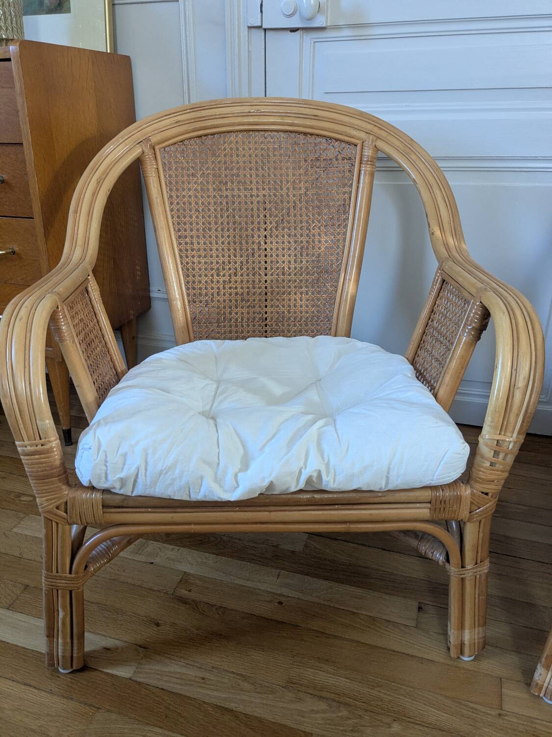 Pair of rattan armchairs