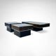 Coffee – and side tables in burl wood and plexiglass by Eric Maville 1980s