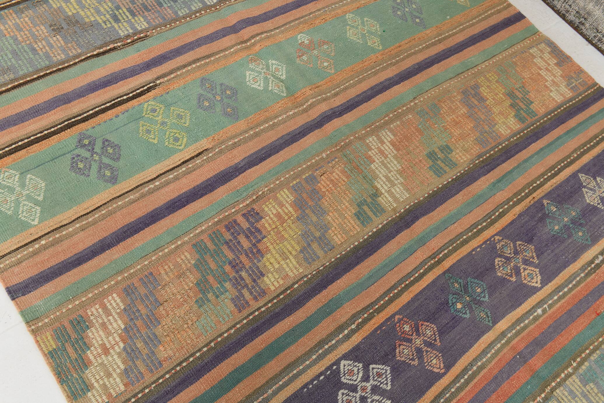 6x9 Kilim Mint Green Vintage Kilim Rug, Living Room Rug, 172x274 Cm