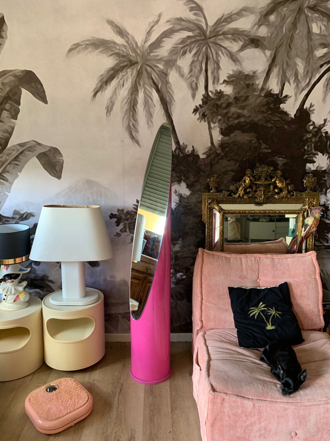 Vintage pink lipstick mirror