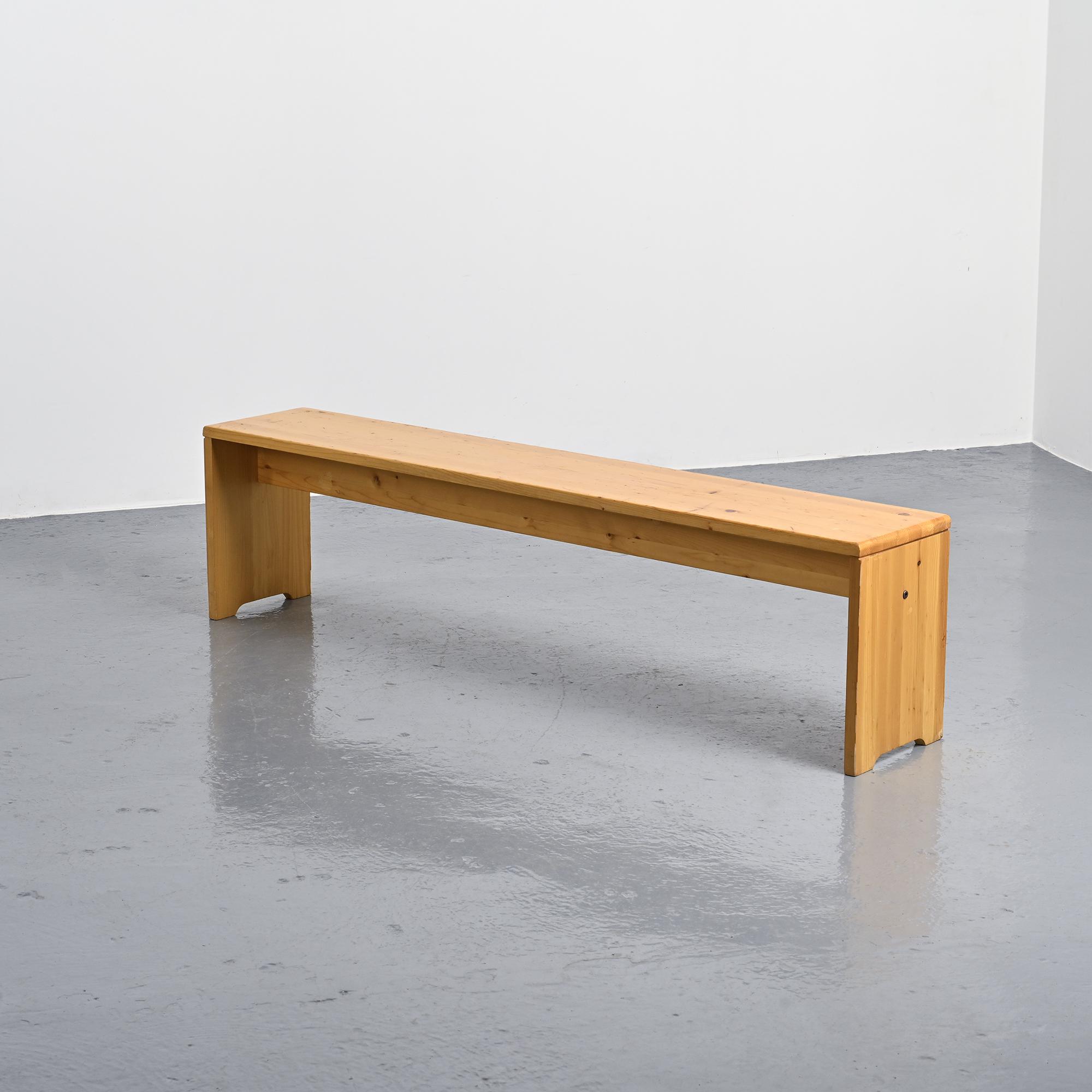 Large bench in solid pine, France, circa 1970