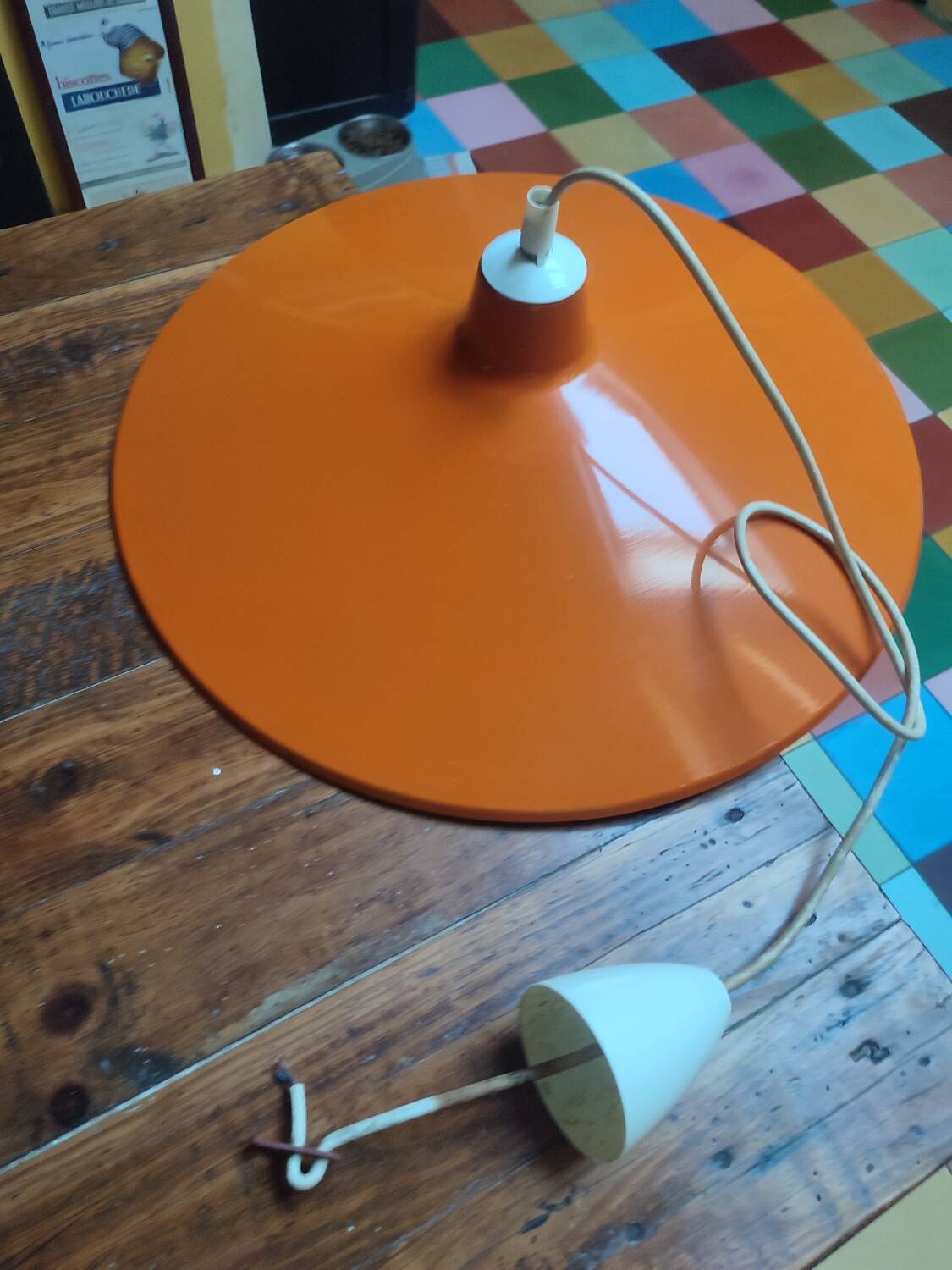 Large vintage metal pendant light