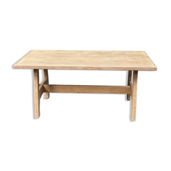 Table à manger de monastère décapée en chêne 170cm années 50