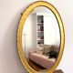 XXth oval mirror, gilded wood trumeau, beveled ice, vintage medallion mirror