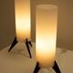 Pair of dark wood & acrylic rocket table lamps by Luxus, Sweden, 1960s