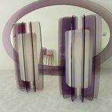 Set of plexiglass wall lights and mirror by Harvey Guzzini, 1970s