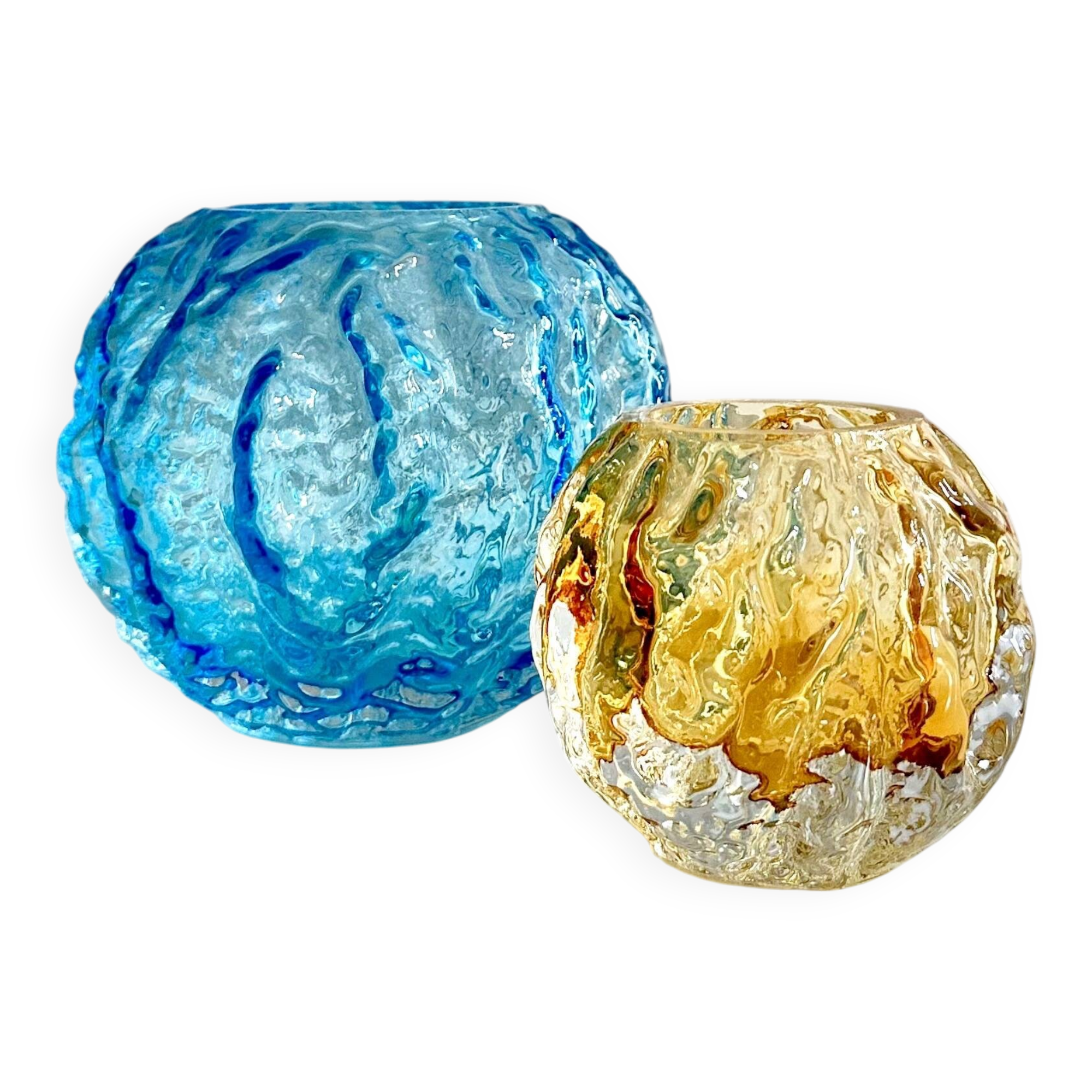 2 Vintage Glass Vases ROCK-KRISTALL Ingrid Glas", Kurt Wokan