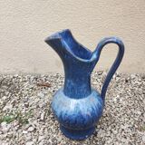 Enamelled stoneware pitcher signed