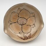 Vintage beige ceramic bowl, signed Atelier La Roue, Vallauris - 1960s