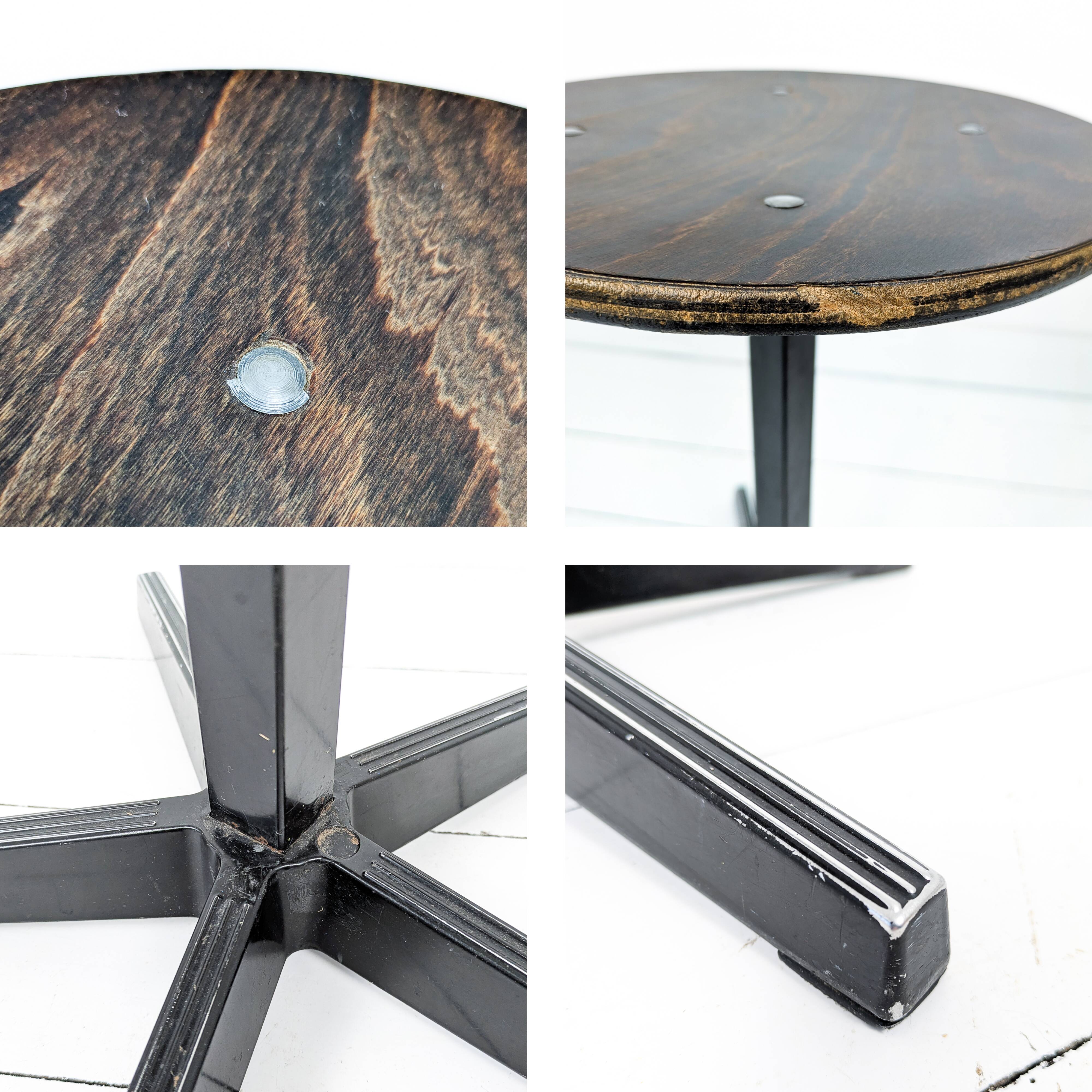 Tabouret industriel en métal, piètement étoile