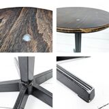 5 pièces disponibles - Mid Century Tabouret Industriel Métal Pied Compas Bois Industrie Vintage Rétr