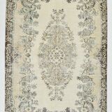 6x9 Light Green & Beige Turkish Vintage Rug, 173x267Cm