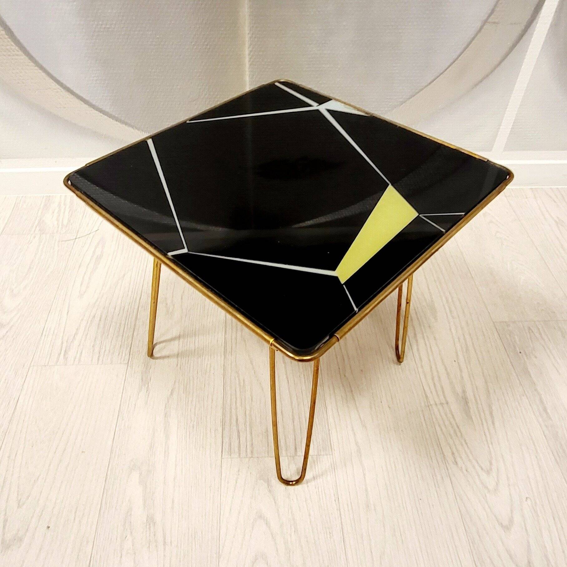 Vintage Coffee Table • Brass • Glass • 1950
