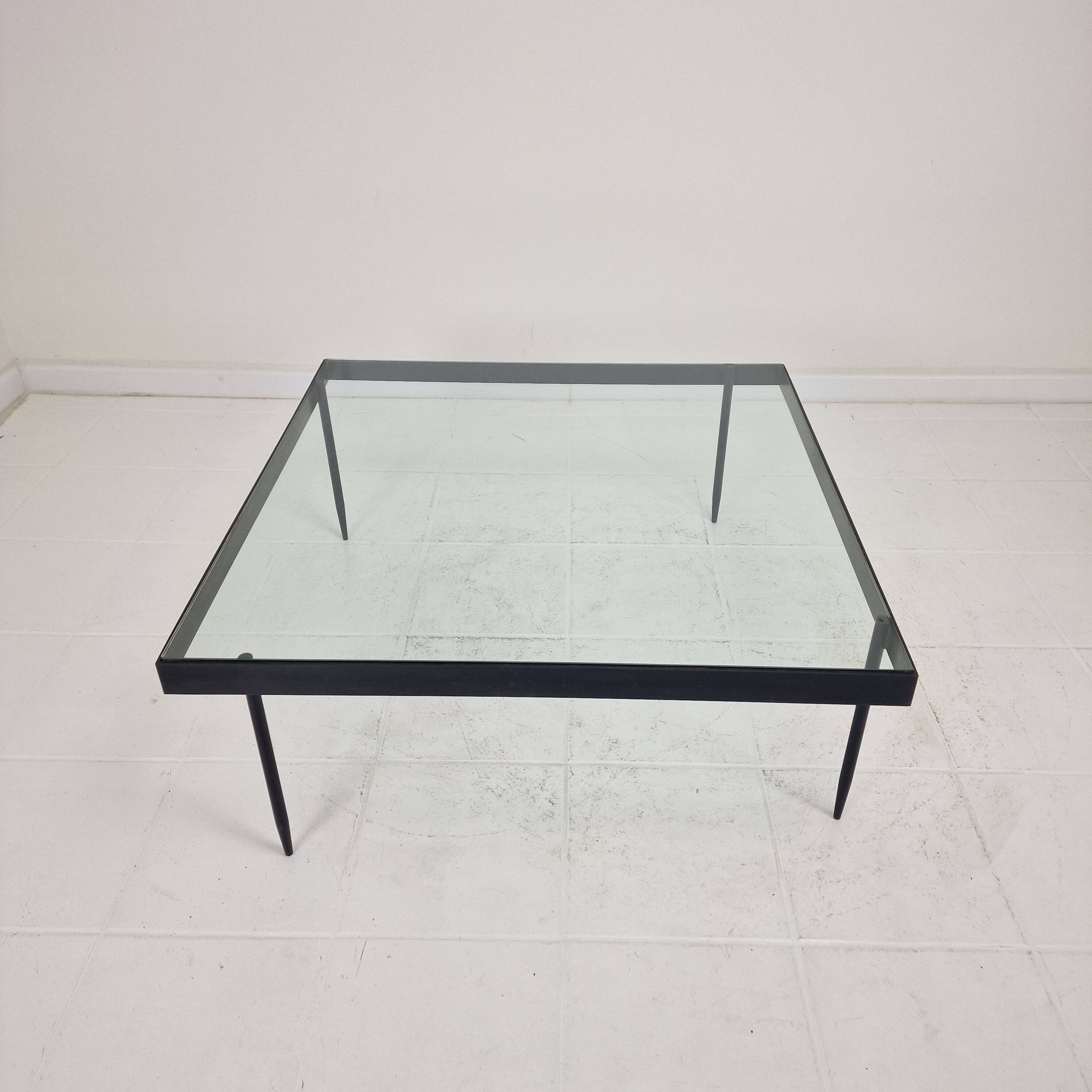 Janni Van Pelt "G4A" Coffee Table in Steel and Glass, Netherlands 1958