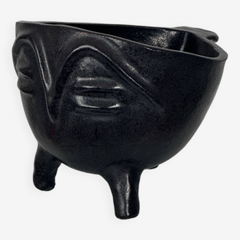 Vase anthropomorphe Accolay noir, circa 1960
