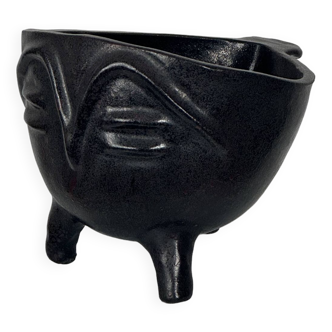 Vase anthropomorphe Accolay noir, circa 1960
