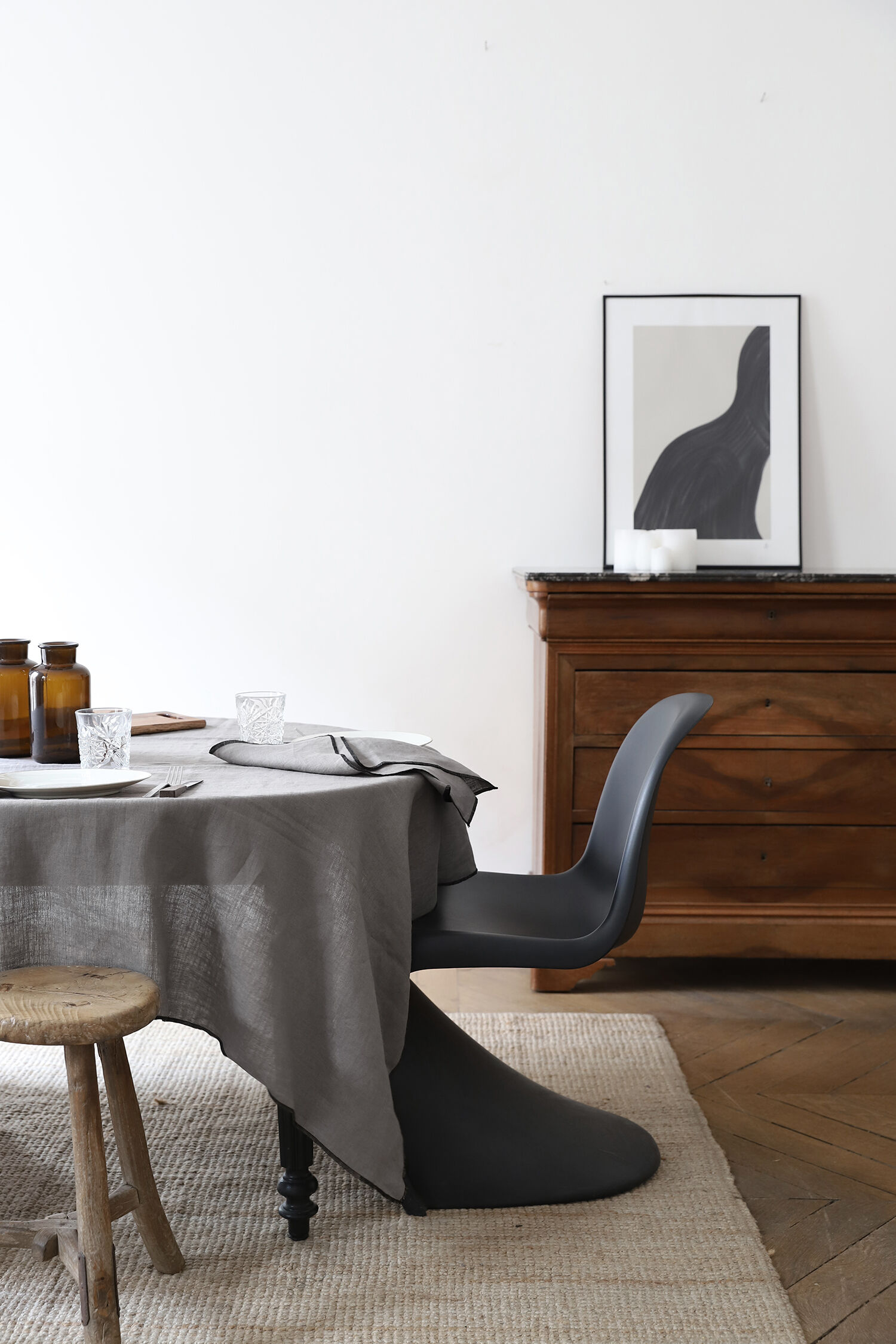 Mouse-grey linen tablecloth