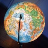 Grand Globe Terrestre Vintage • Verre • Laiton • Columbia Duo • Space Age • 1960