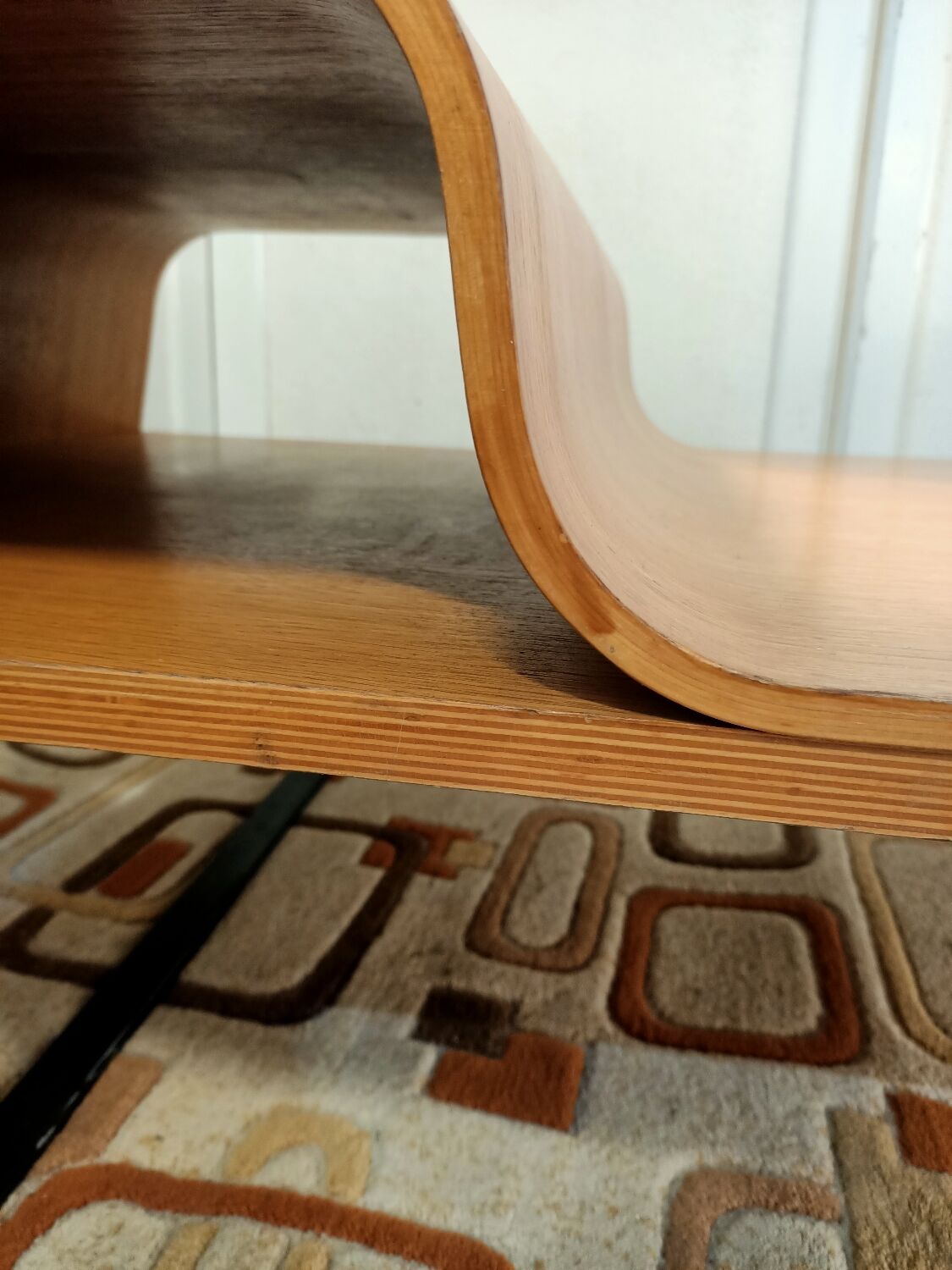 Curved wooden coffee table