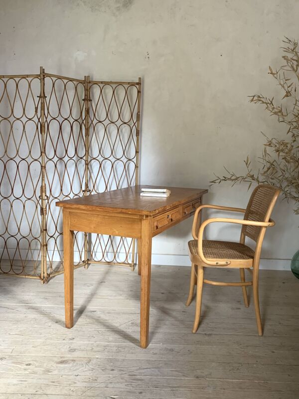 Chaise fauteuil vintage en cannage Hofmann