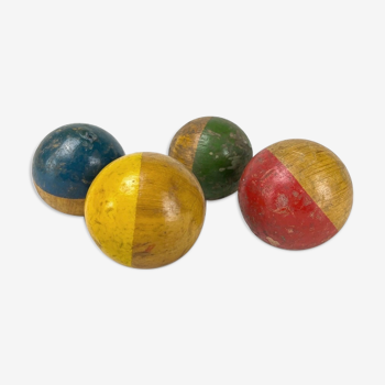 Old wooden bowling balls
