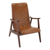 1960s Scandinavian Teak Armchair in Leatherette
