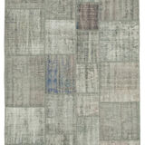 Handmade Anatolian Vintage 173 cm x 242 cm Grey Patchwork Carpet
