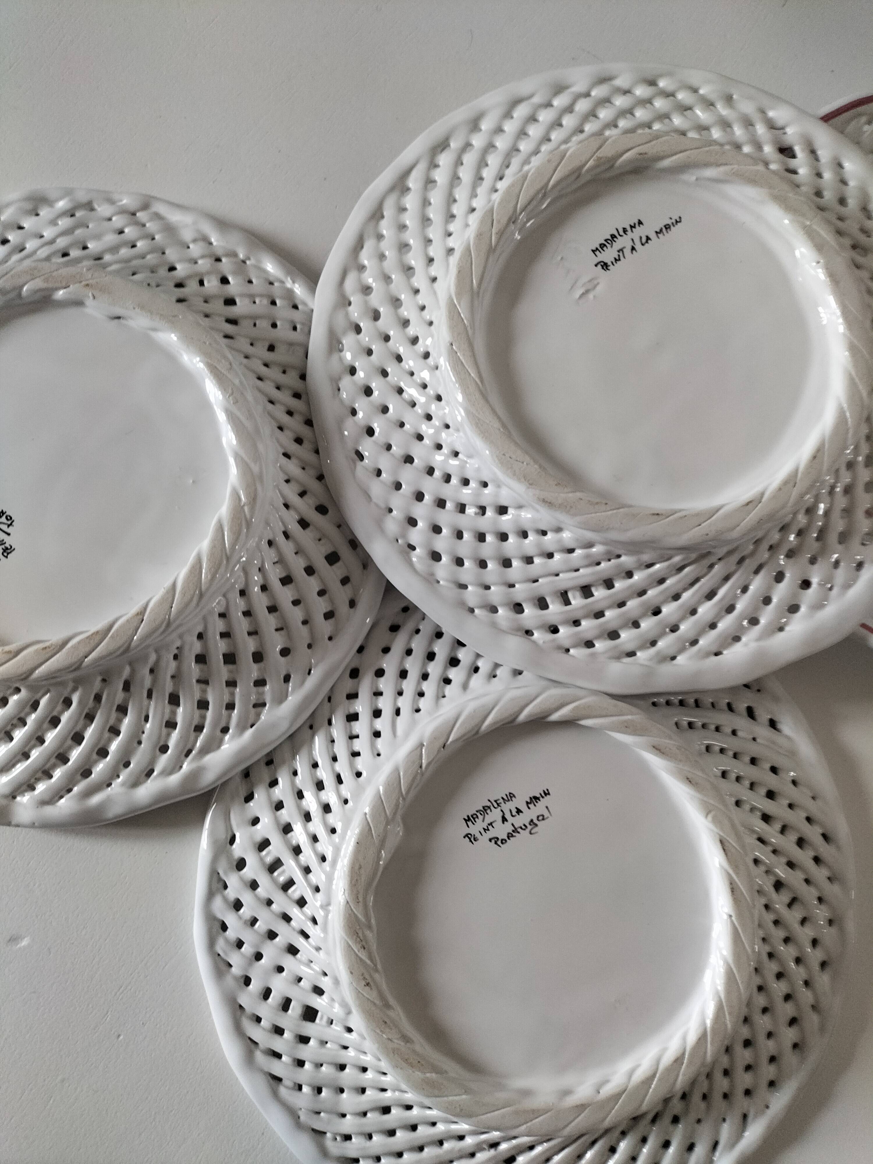 6 pierced dessert plates Portugal