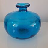 Turquoise blue blown glass vase