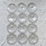 12 transparent glass dessert plates