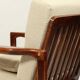 Vintage dark wood beige bouclé armchair by Z.Baczyk 1965